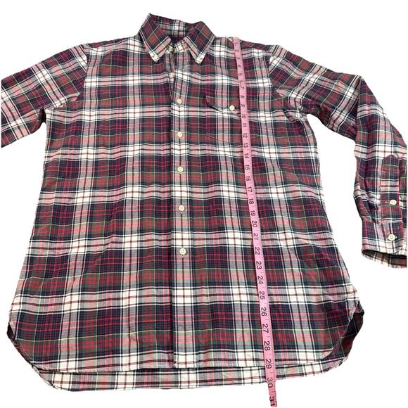 Ralph Lauren Polo Red White Green Blue Windowpane Plaid Medium Long Sleeve Shirt - Picture 10 of 16